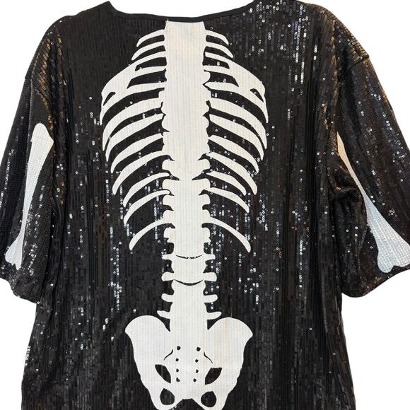 Tipsy Elves Sequined Skeleton Costume Dress Women's Medium Sparkly Halloween - Picture 7 of 8
